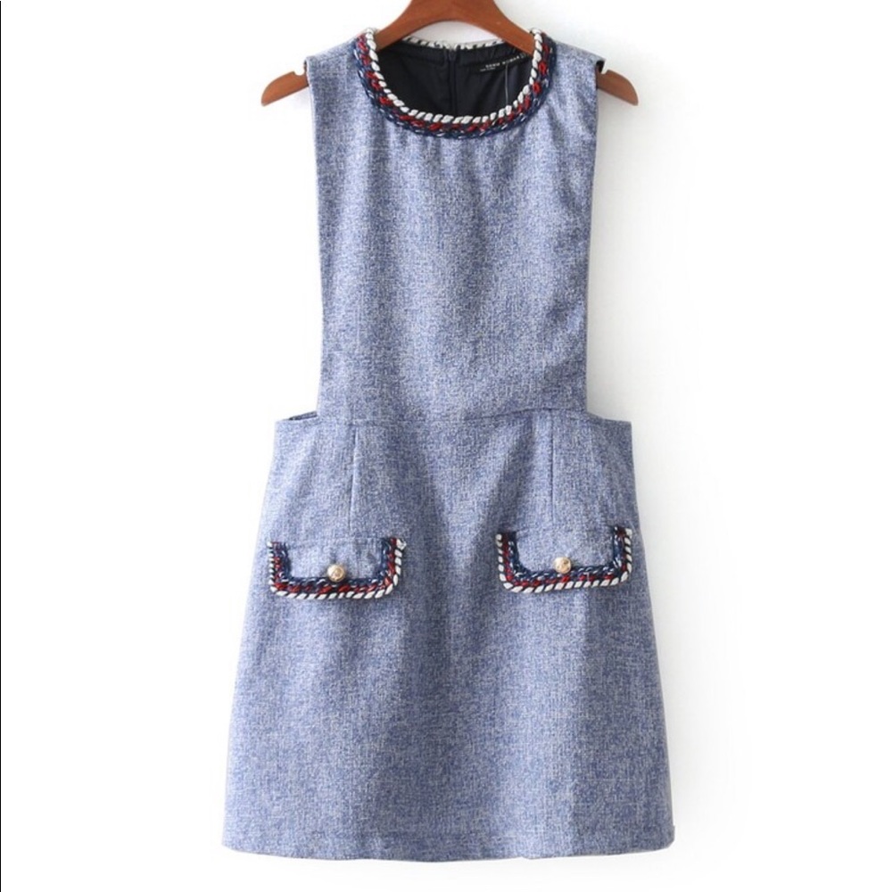 Contrast Trim Tweed Dress SHEIN